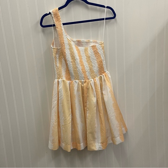 Petal & Pup Kelsie One Shoulder Mini Dress in Yellow Cabana Stripes Sz 8 - Picture 7 of 11